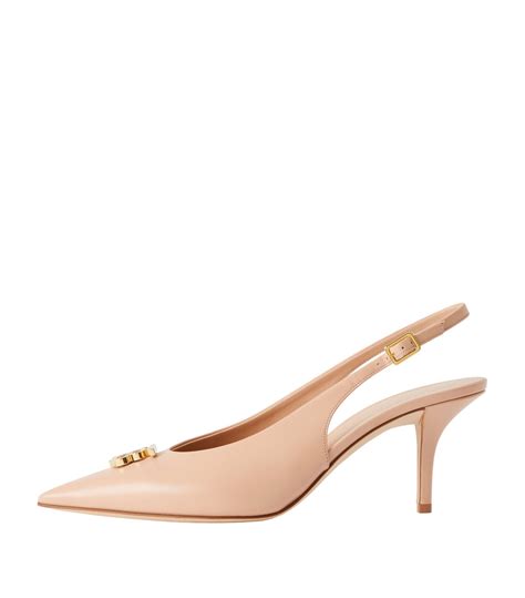 Shop Burberry Leather Slingback Pumps 